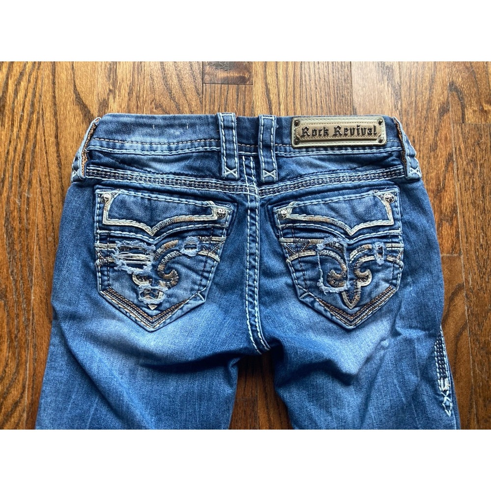 Rock Revival Jeans Womens Size 24 Dariel Boot Stretch Embellished Rhinestone